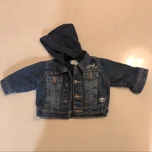 **6 Items for $26** Timberland baby jean jacket with hood, size 0-3 mos